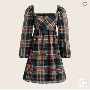 Jcrew Puff-sleeve mini dress in Stewart tartan
